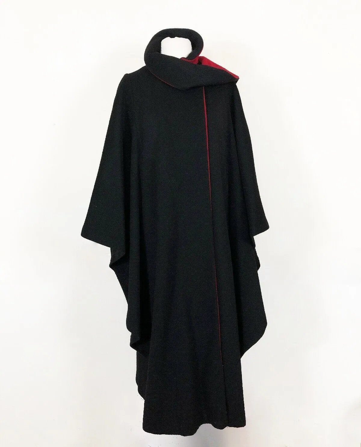 1960s Black Wool Cape