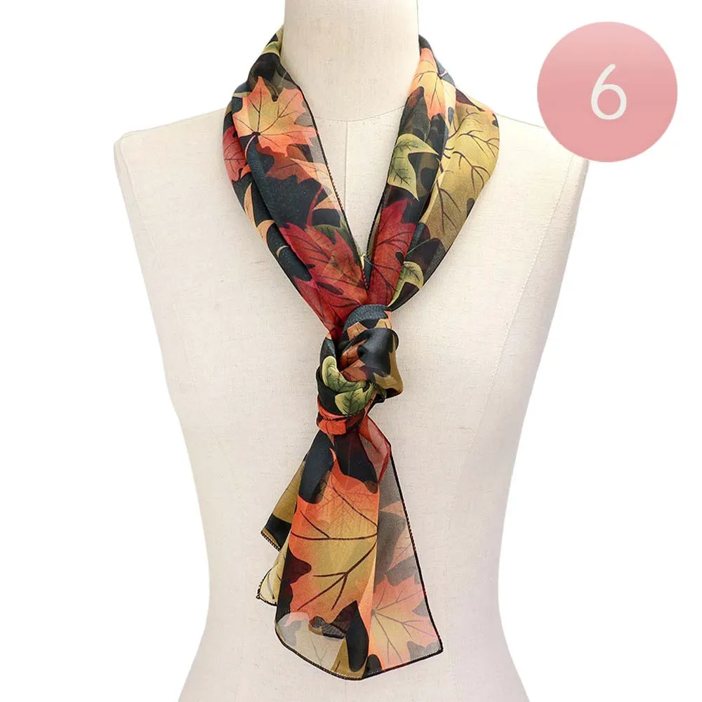 6PCS Large Fall Leave Pattern Print Scarves