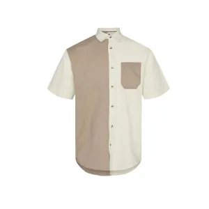 Akkian Cot Linen Block Shirt  - Tofu