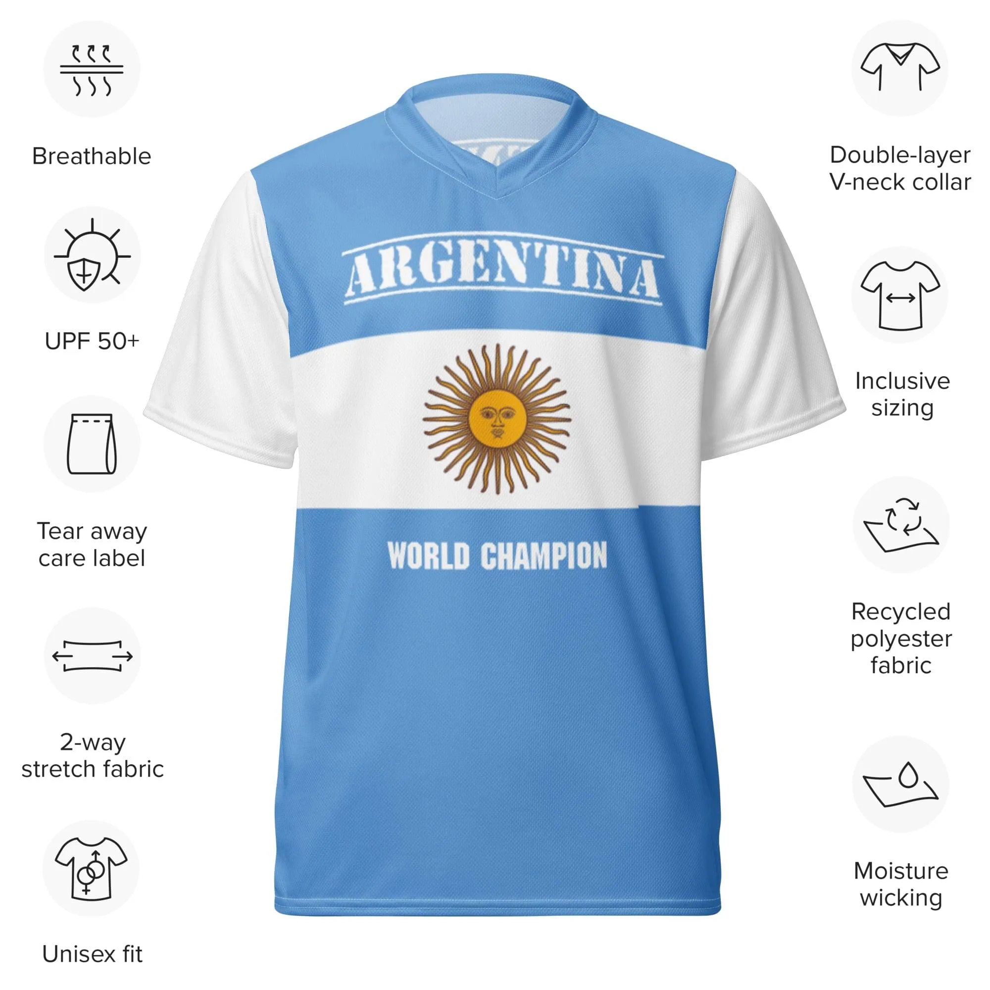 Argentina World Champion 2022 Recycled Polyester Unisex Sports Jersey