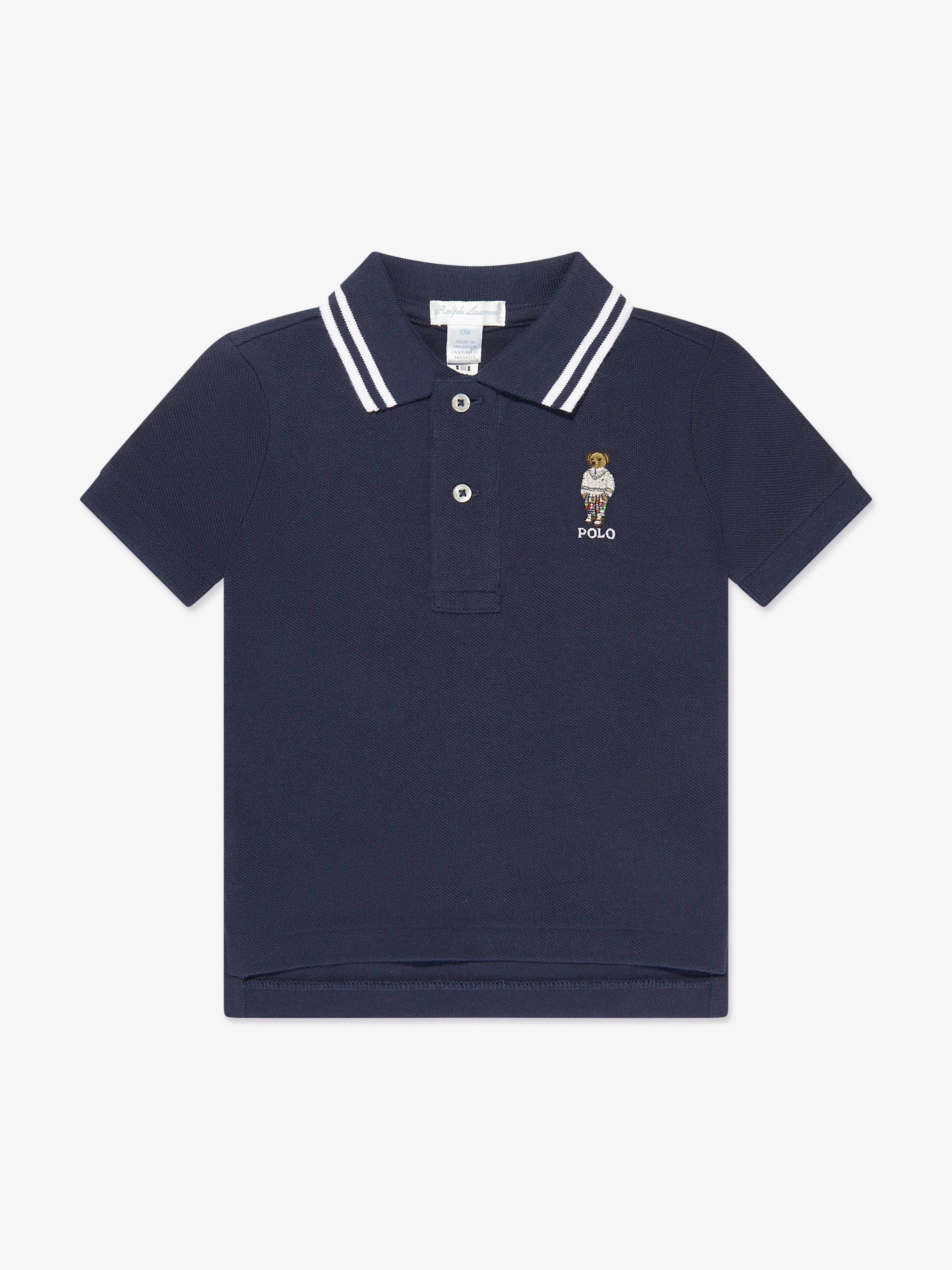 Baby Boys Bear Polo Shirt in Navy