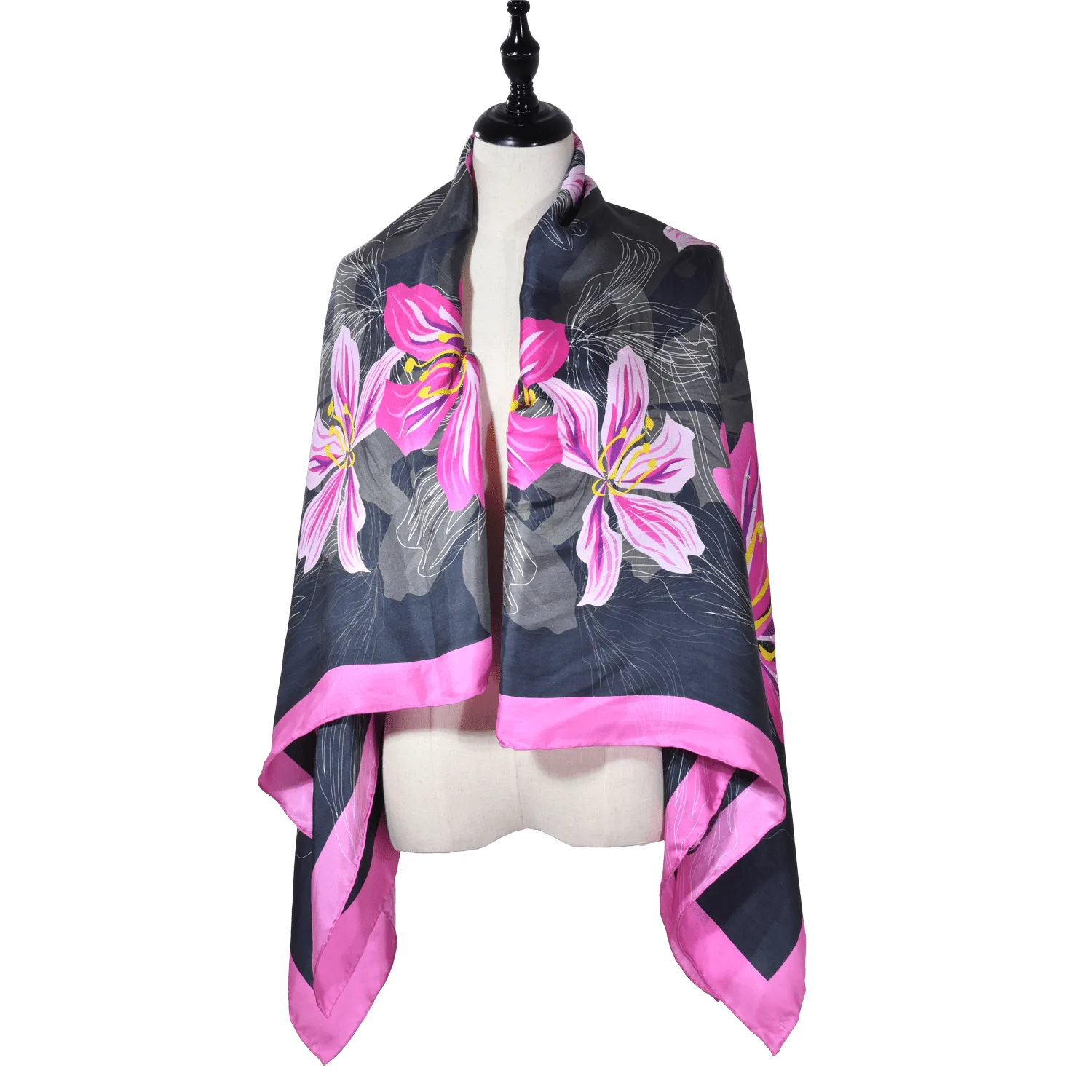 【BAUHINIA】 100% Silk Scarf with Crystals