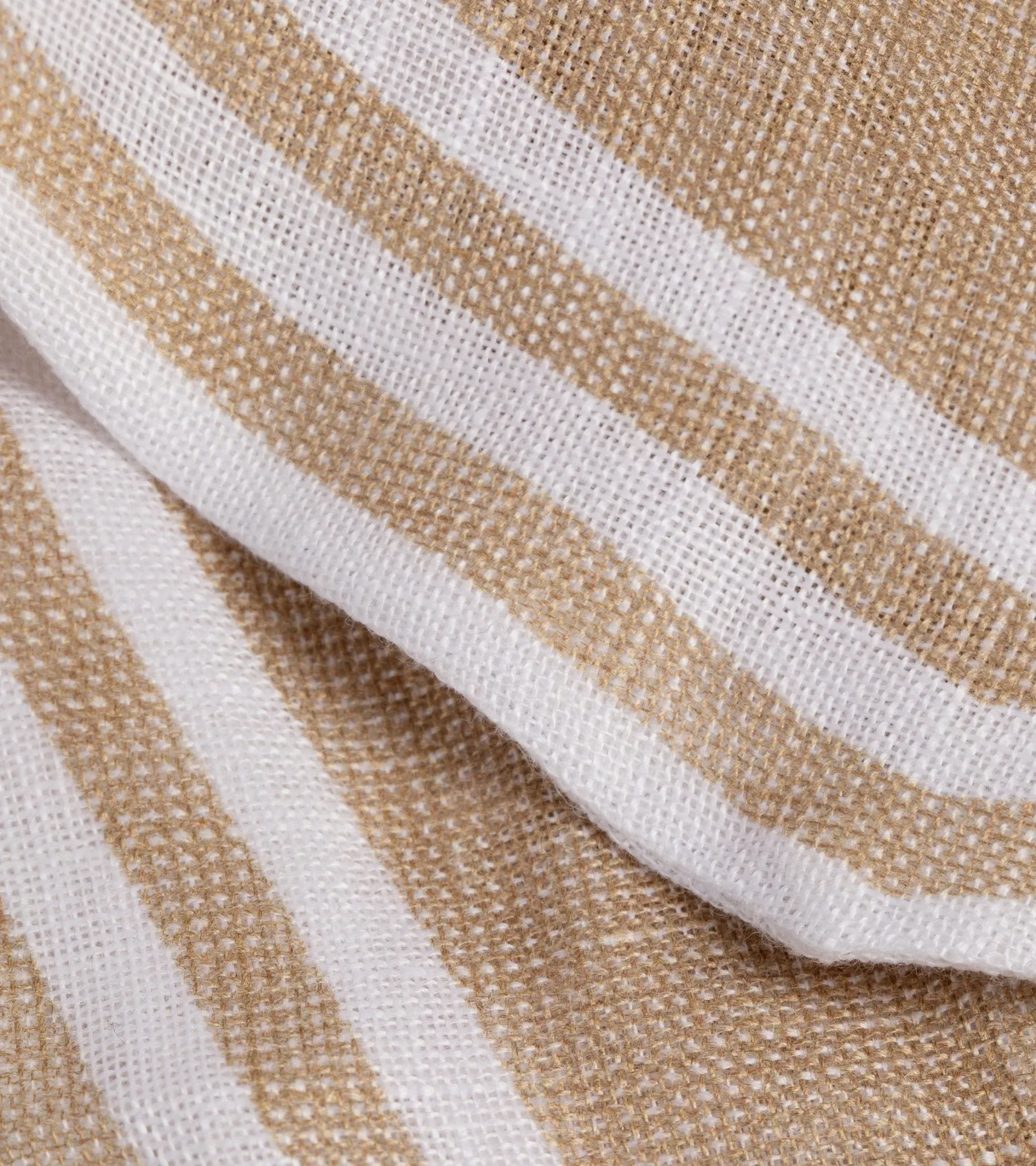 Bigi Linen Border Stripe Triangle Scarf: Beige