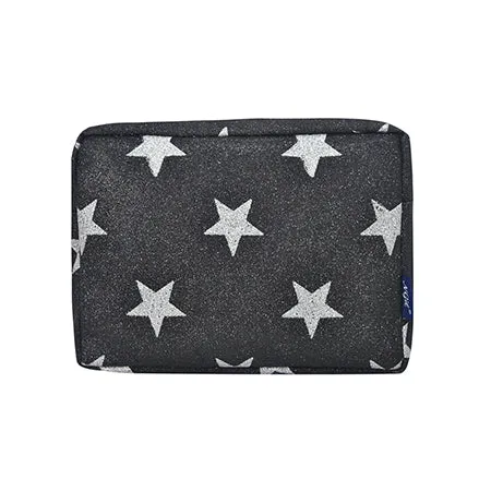 Black Glitter Super Star NGIL Large Cosmetic Travel Pouch