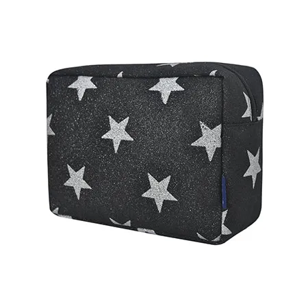 Black Glitter Super Star NGIL Large Cosmetic Travel Pouch