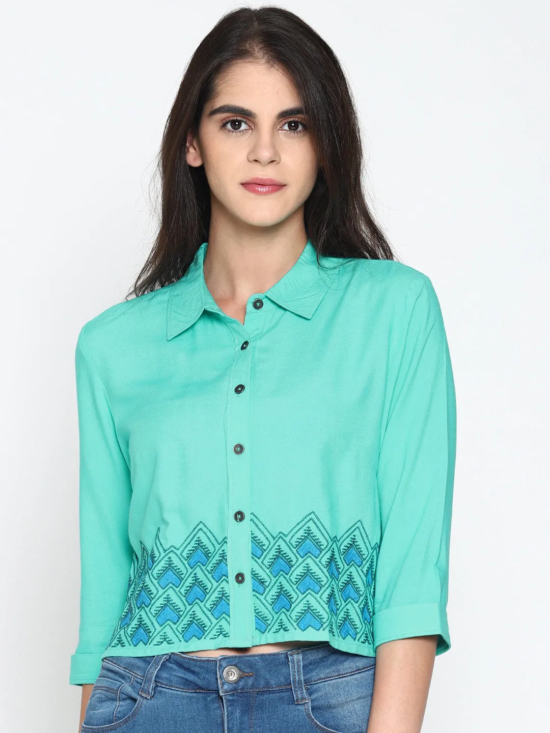 Blue Embroidered Shirt