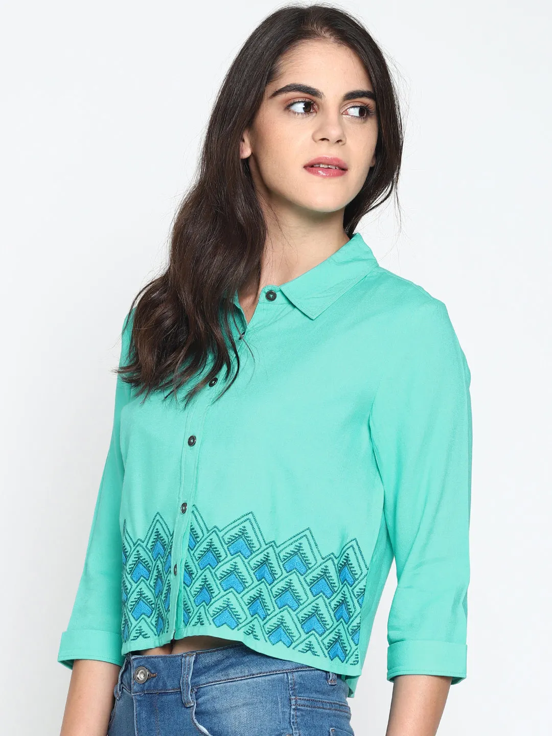 Blue Embroidered Shirt