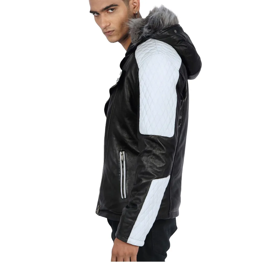 Brentiny Hooded Leather Jacket