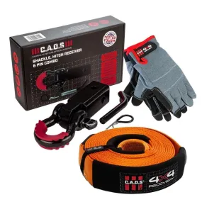 CAOS RECOVERY 8T Snatch   Shackle & Hitch Receiver   Recovery Gloves