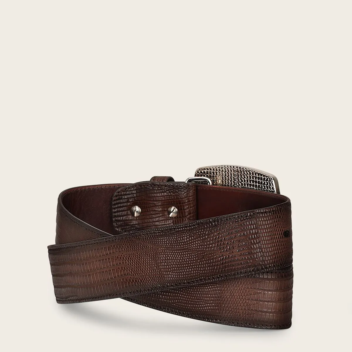 CV499LT - Cuadra brown western fashion lizard belt for men