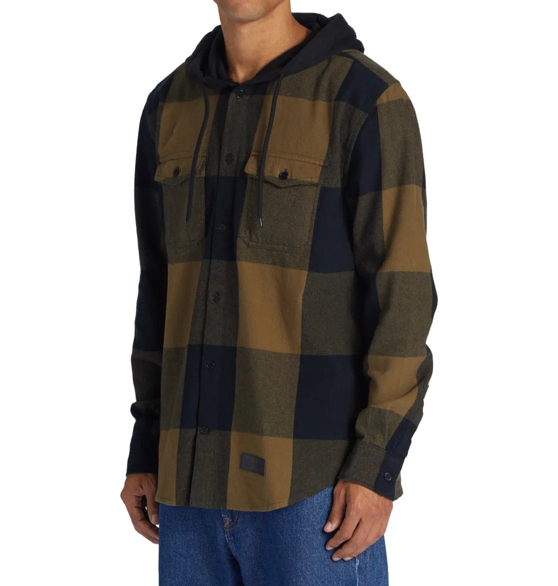 DC - RUCKUS - HOODED LONG SLEEVE SHIRT -  Capers/ Black Plaid