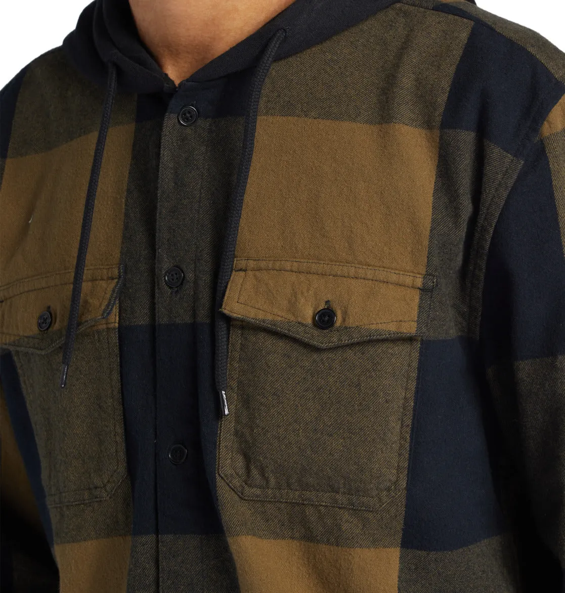 DC - RUCKUS - HOODED LONG SLEEVE SHIRT -  Capers/ Black Plaid