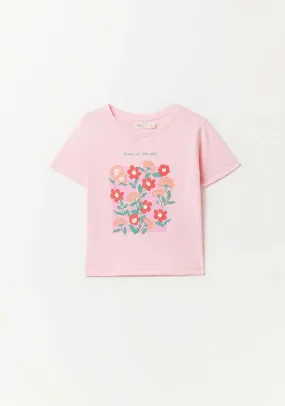 Flower Print T-Shirt - Pink