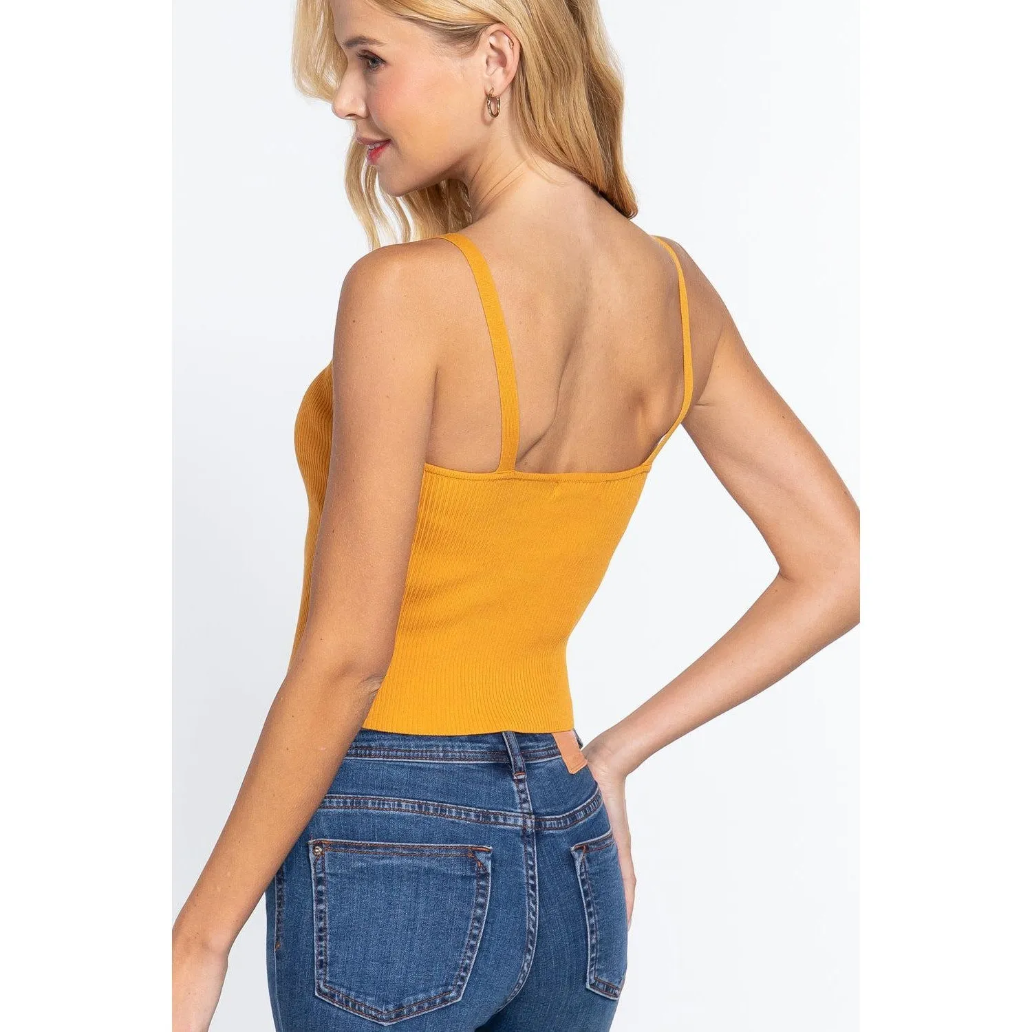 Front Closure With Hooks Sweater Cami Top