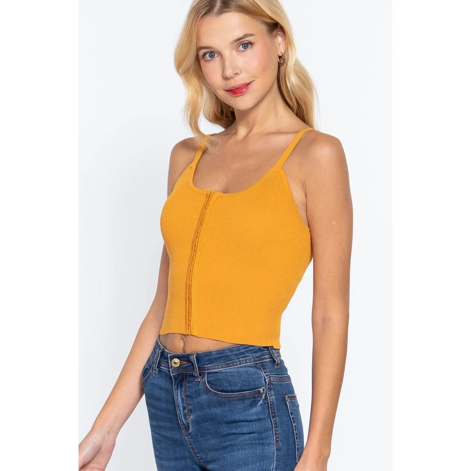 Front Closure With Hooks Sweater Cami Top