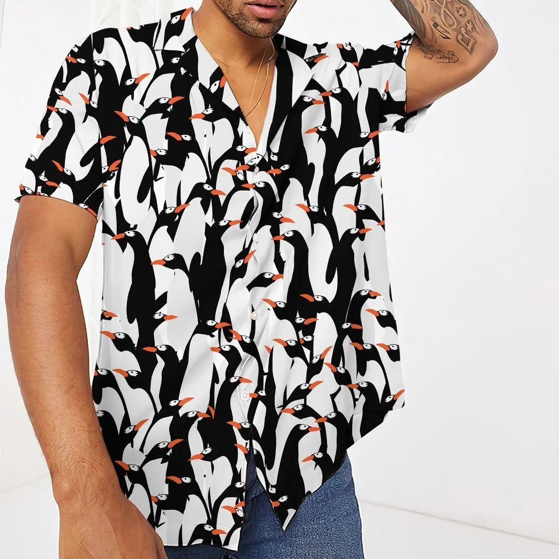 Gearhuman 3D Flying Penguins Hawaii Shirt