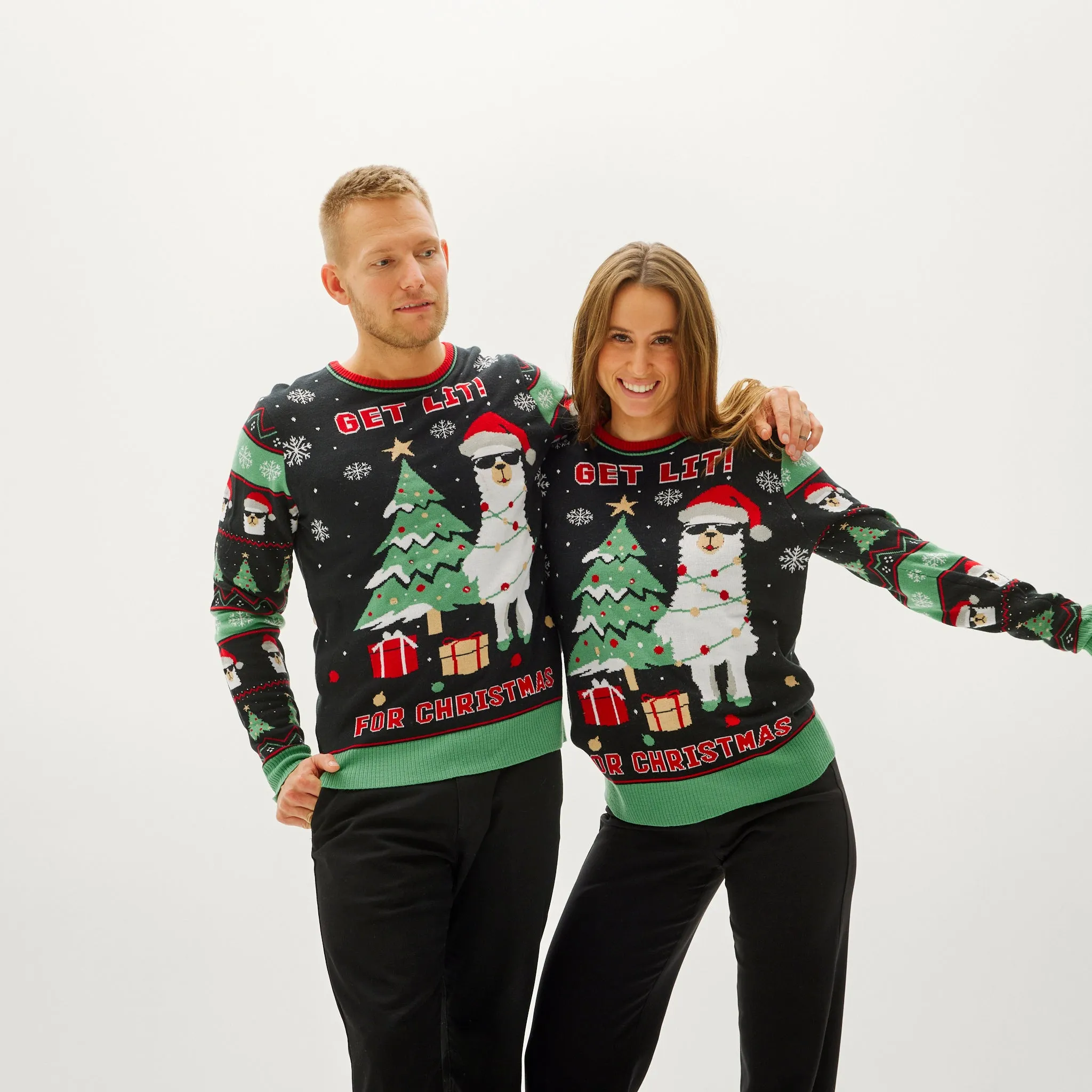 Get Lit Llama Christmas Sweater - Herre