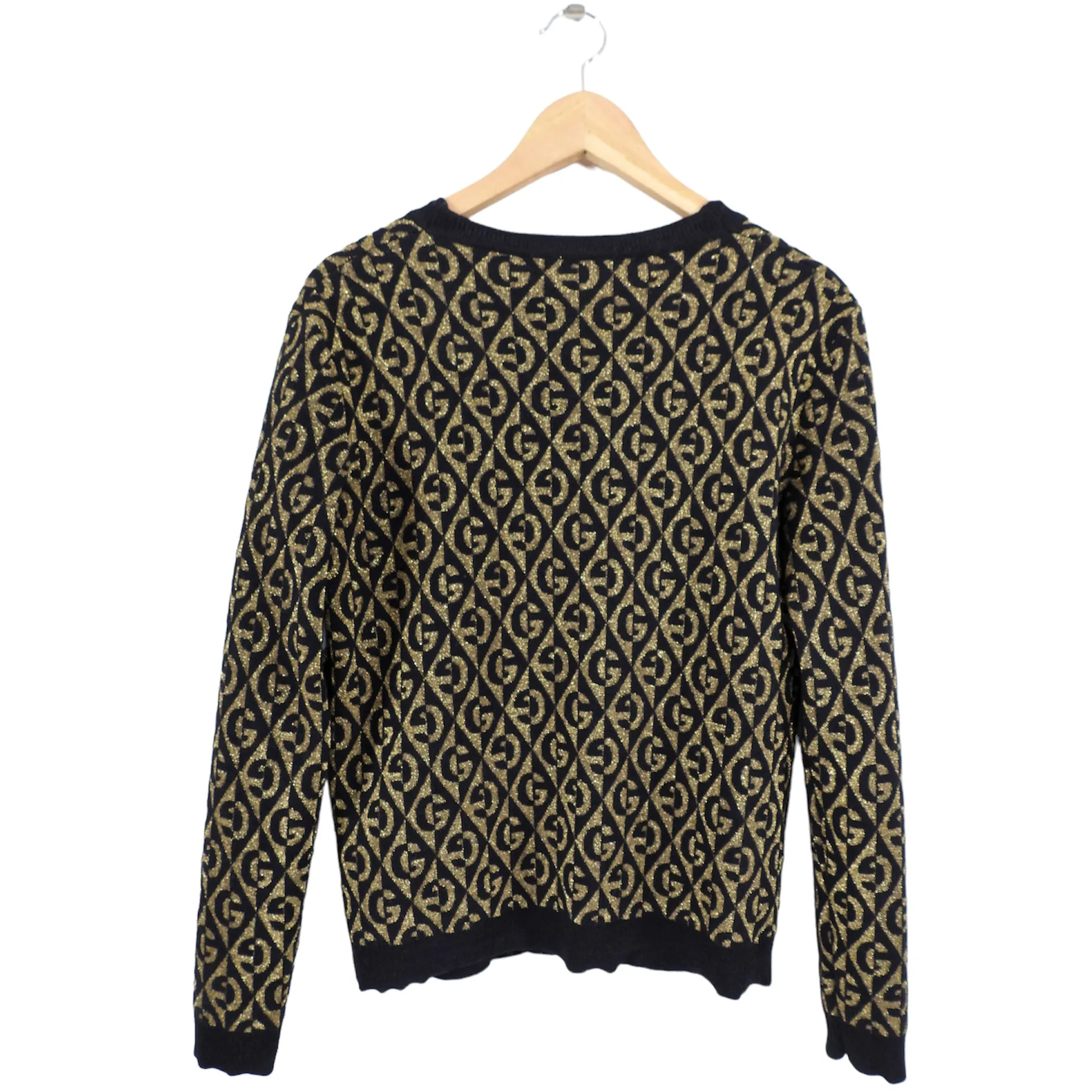 Gucci Black and Gold GG Logo Knit Cardigan Sweater - XS