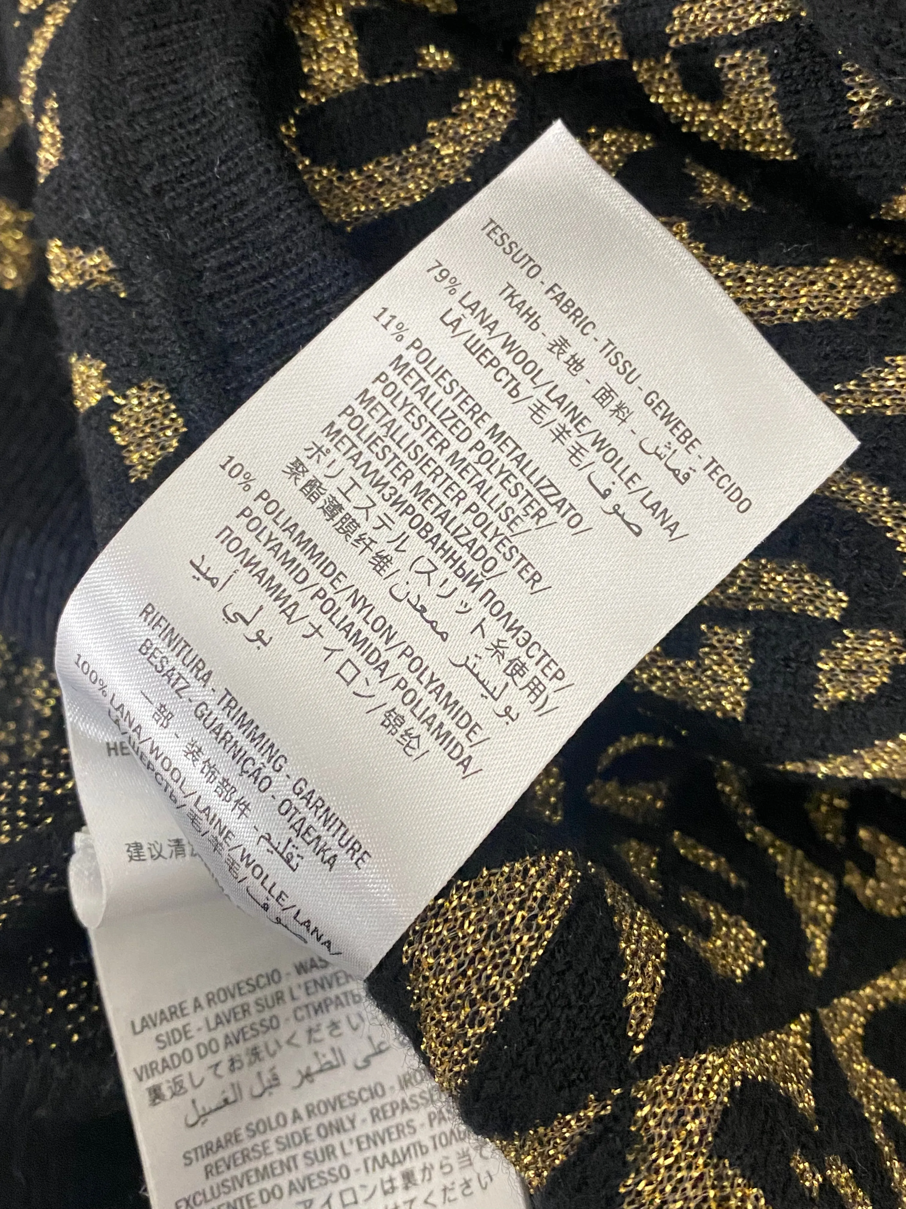 Gucci Black and Gold GG Logo Knit Cardigan Sweater - XS