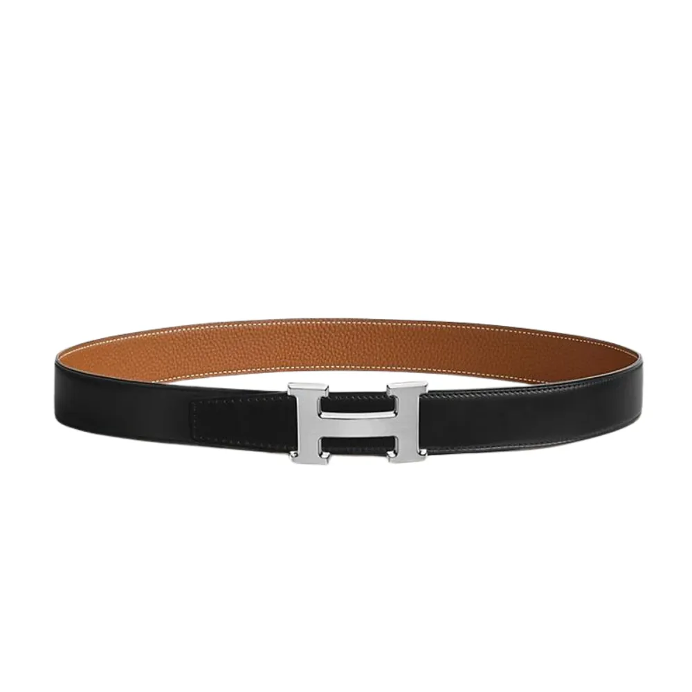 H Belt Buckle & Reversible Leather Strap