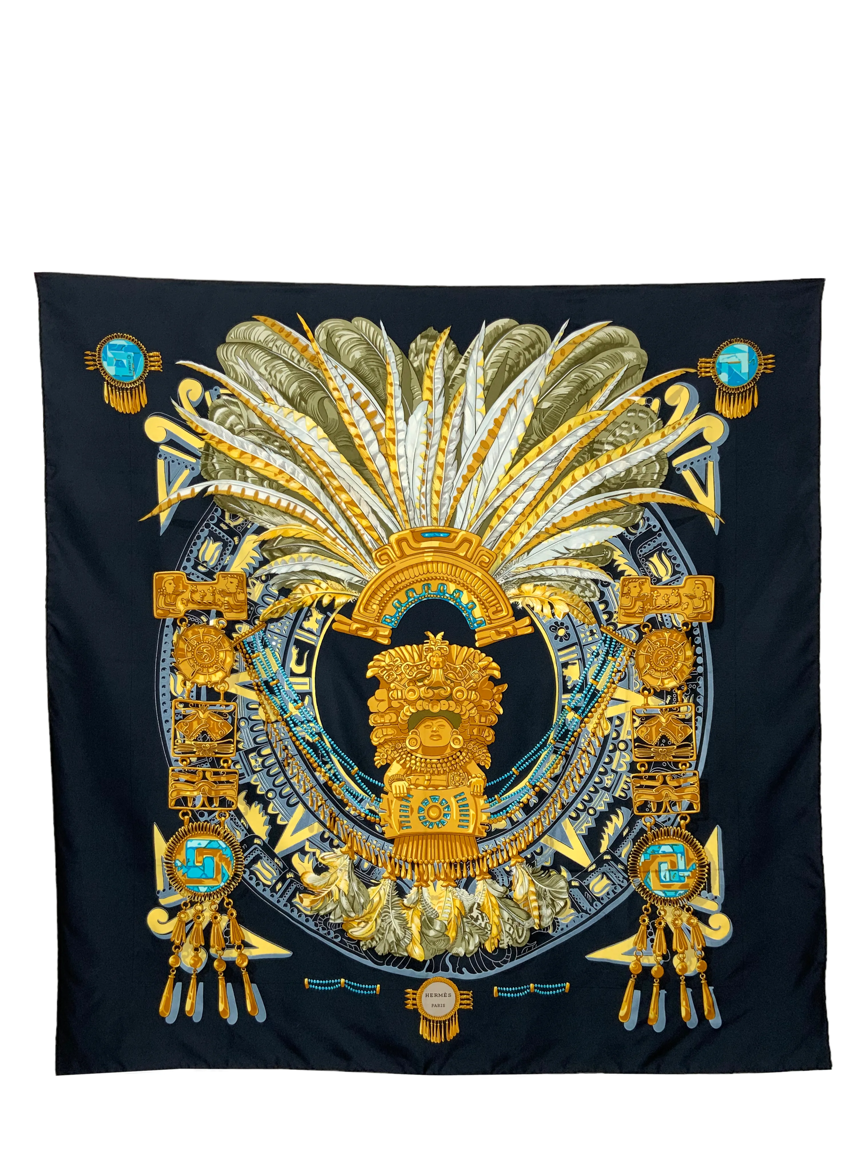 HERMES Aztec Silk Scarf 90