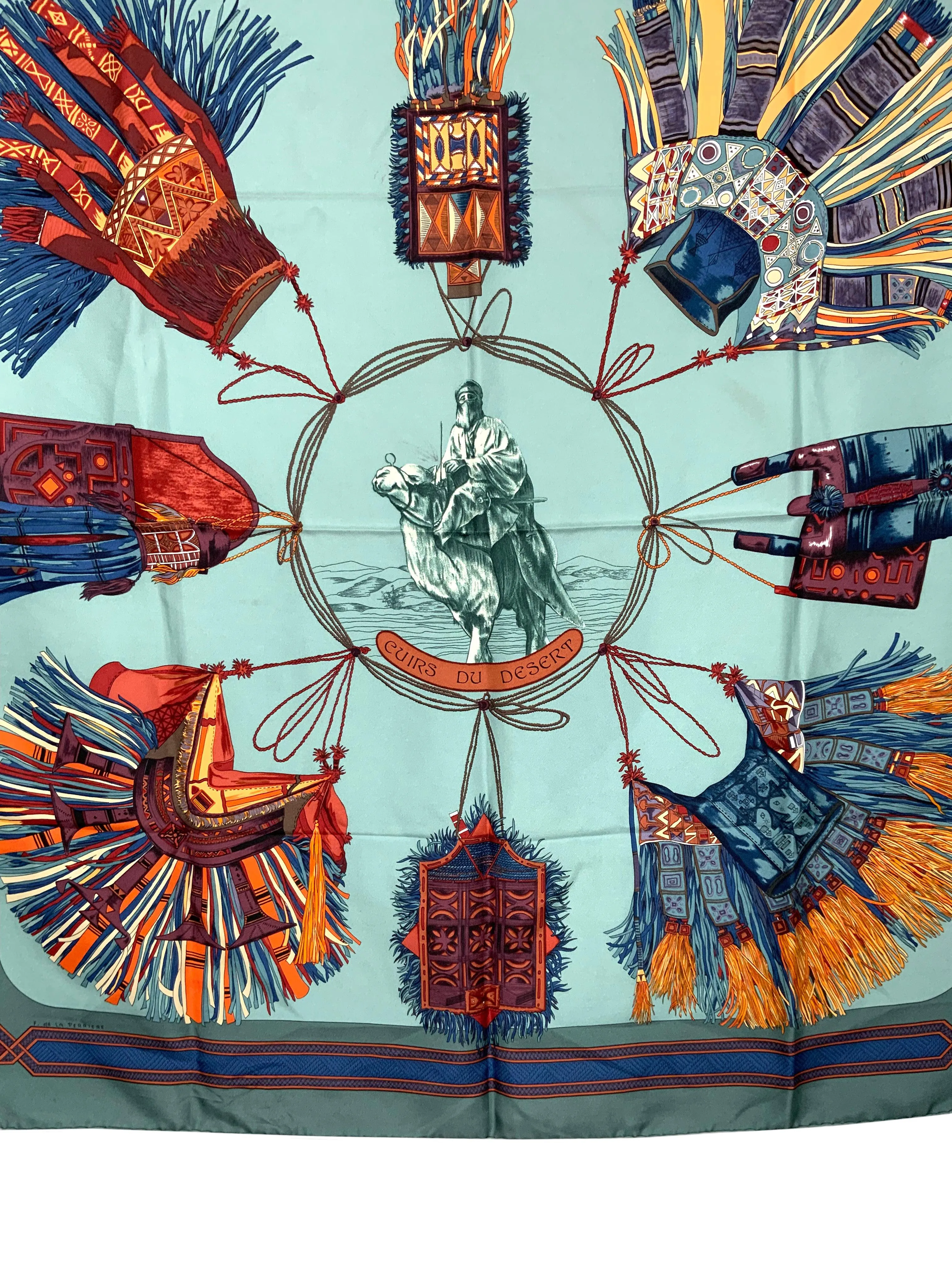 HERMES Cuirs du Desert Silk Scarf 90