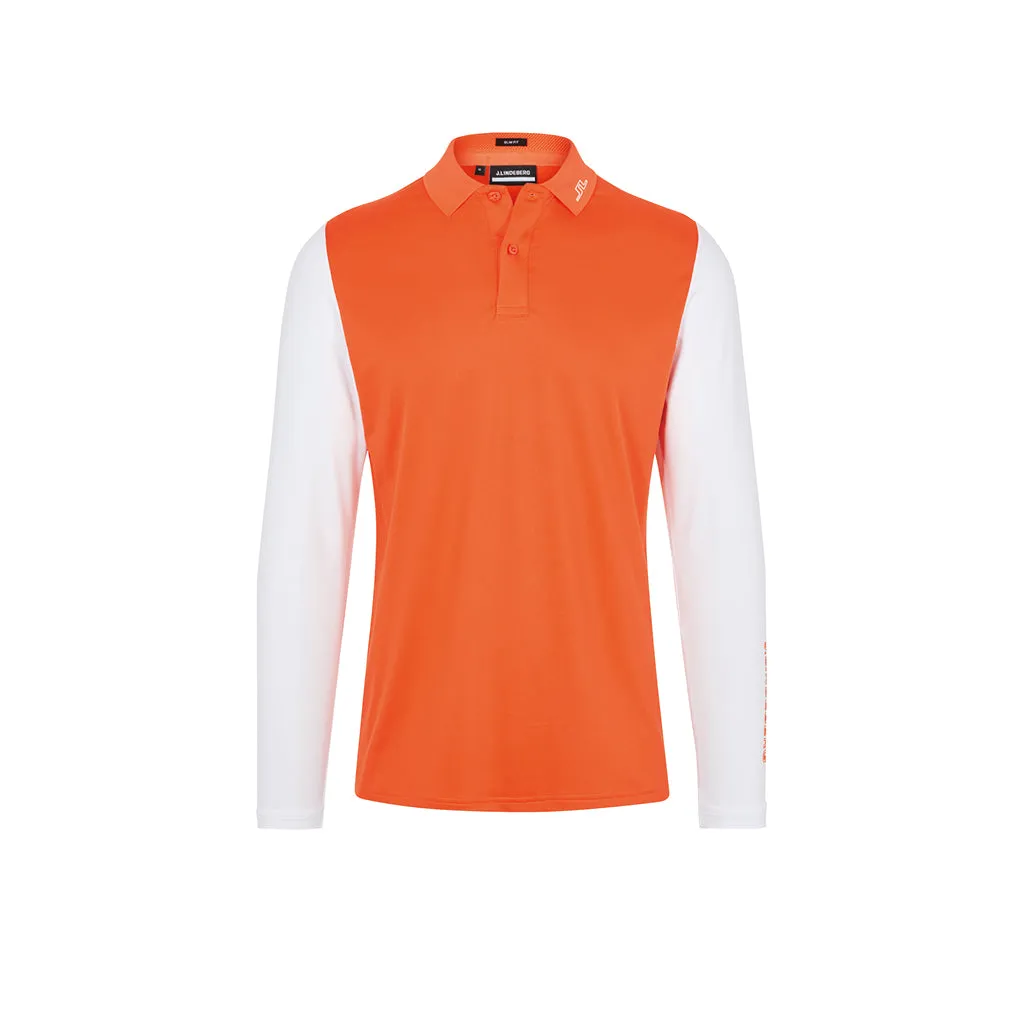 Jakob Slim Fit LS Golf Polo Lava Orange