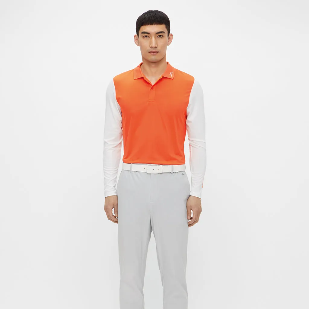 Jakob Slim Fit LS Golf Polo Lava Orange