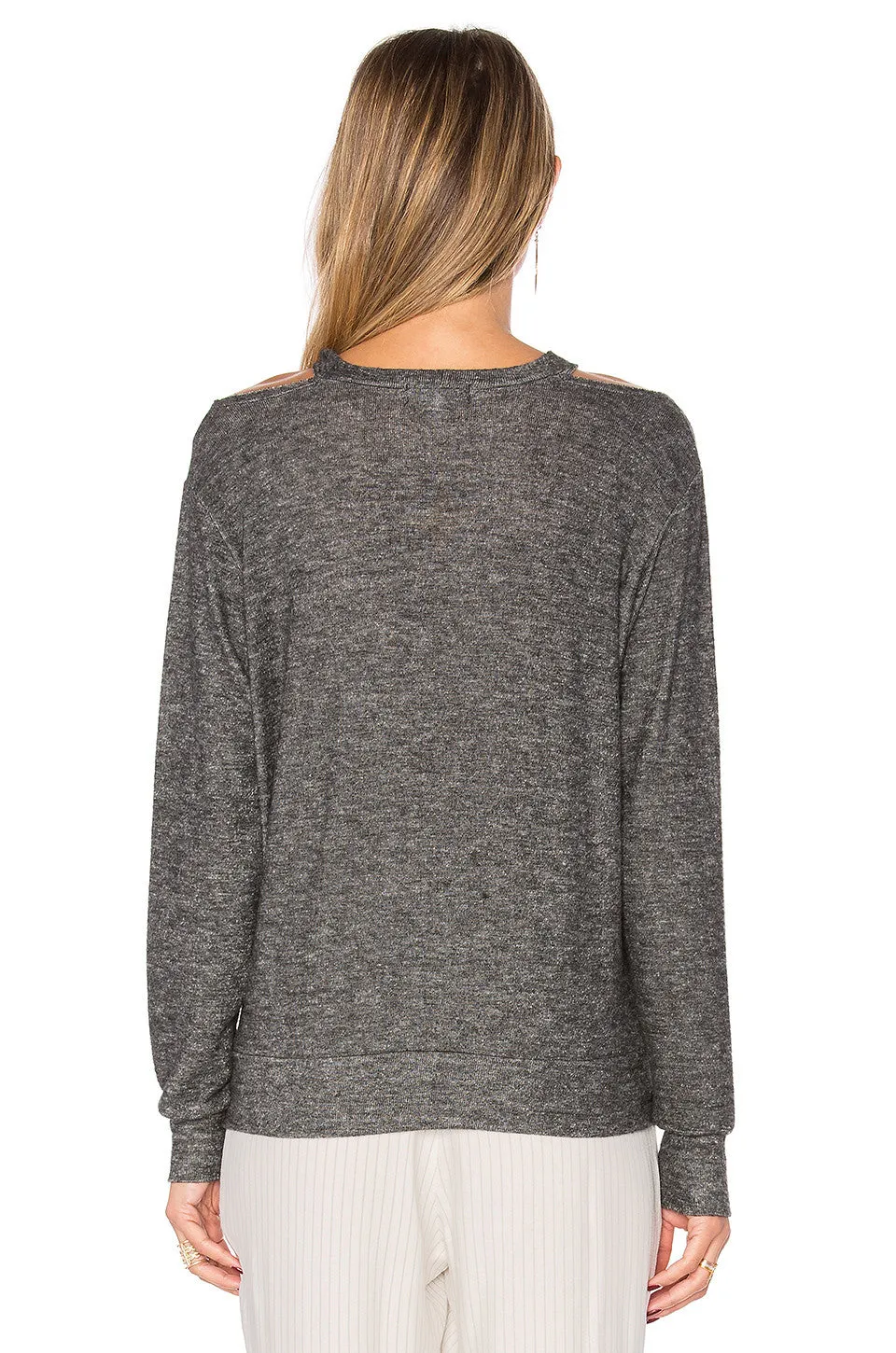 LNA Bolero Cut Out Sweater Grey