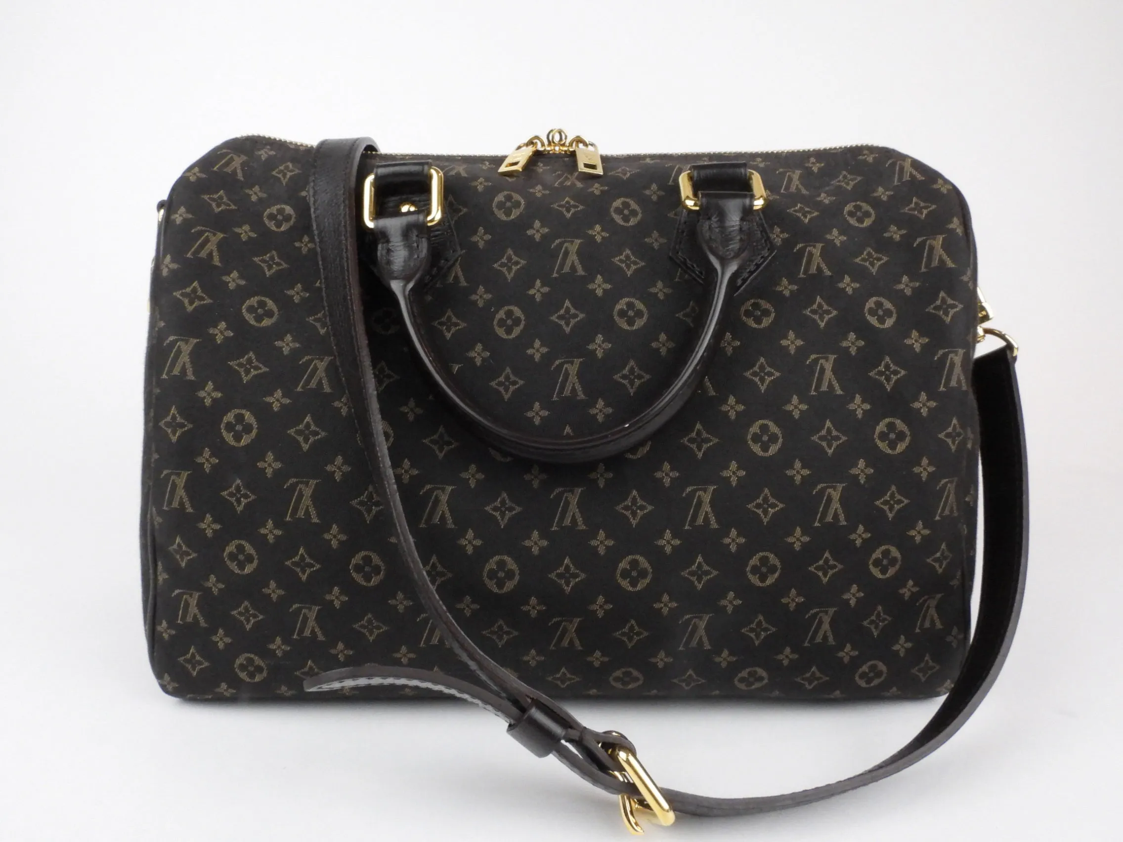 Louis Vuitton Brown Fusain Monogram Idylle Canvas Speedy 30 Bandoulier