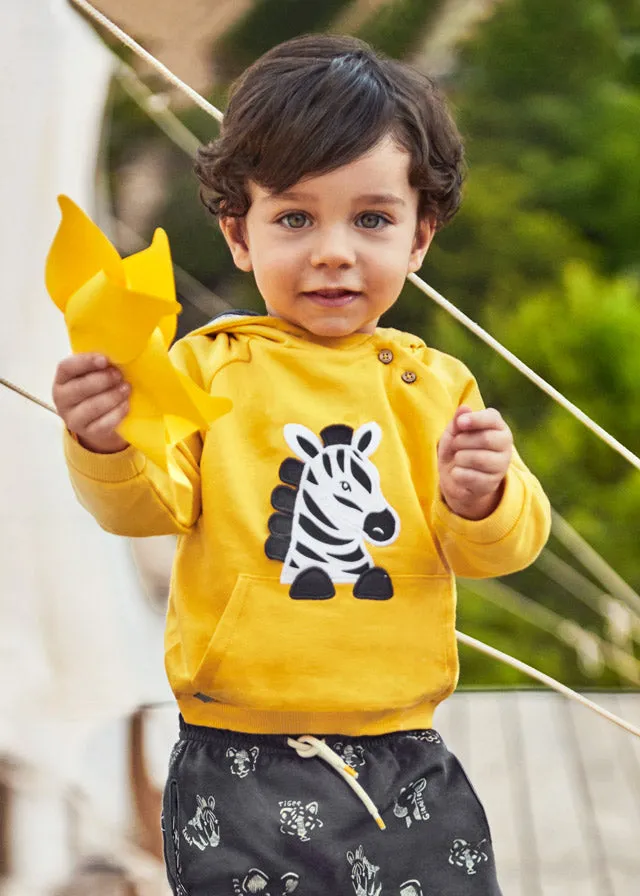 Mayoral Baby Hoodie w/ Zebra Graphic_ Yellow 1402-86