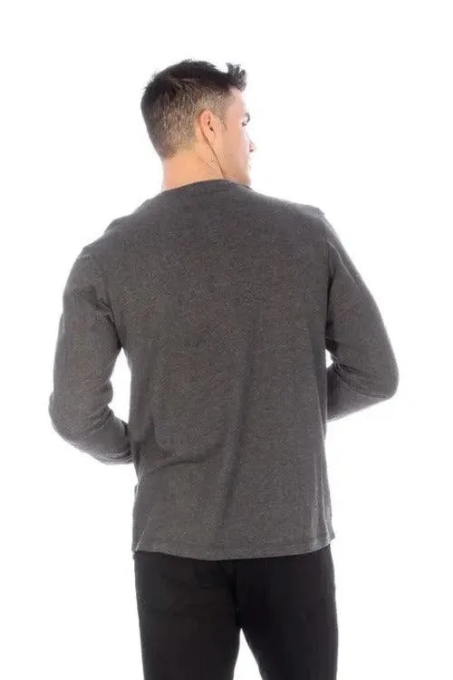 Men's Long Sleeve Henley Shirt Charcoal