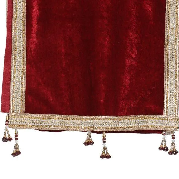 Men's Maroon Velvet Dupatta