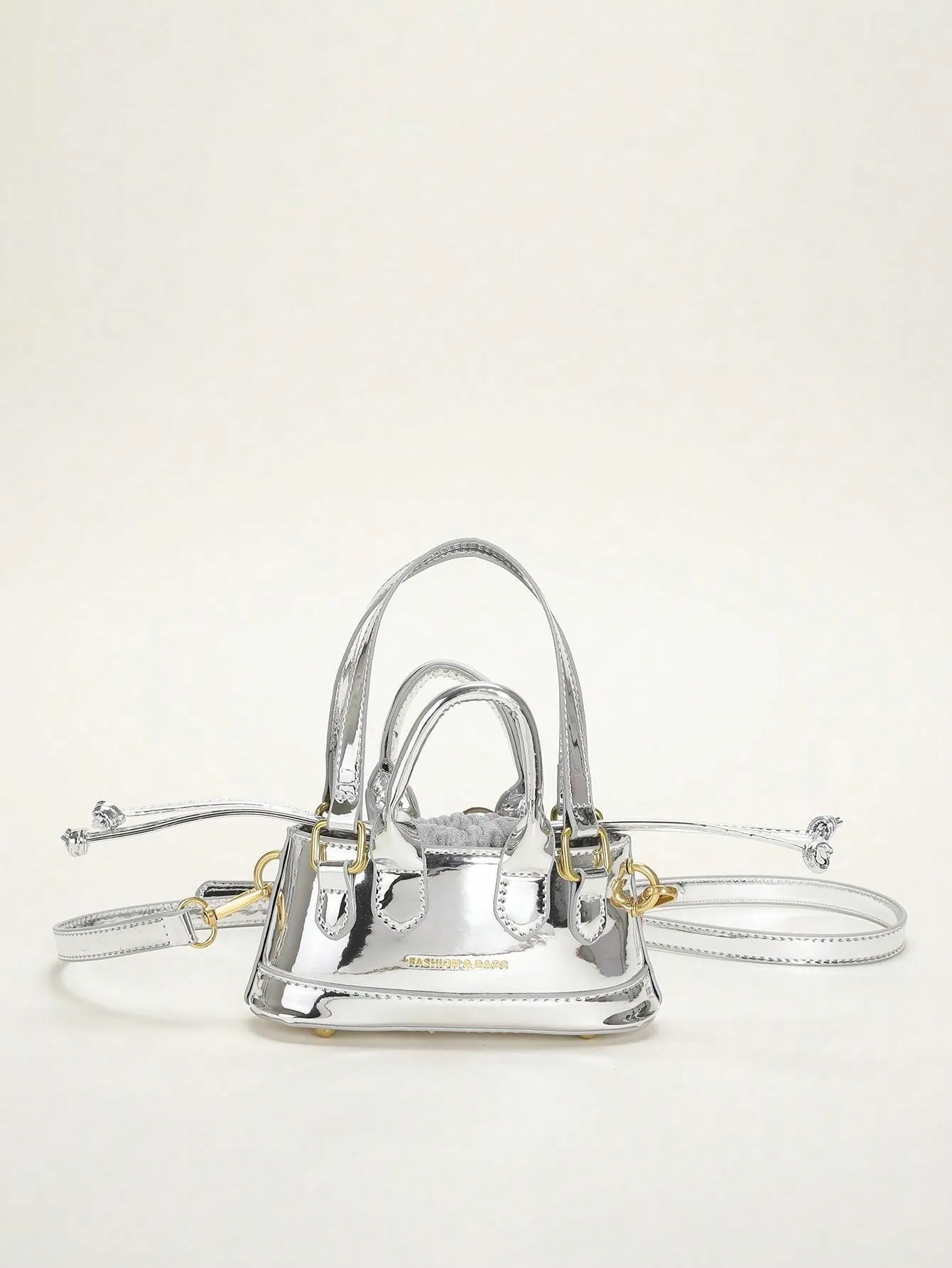 Mini Metallic Double Handle Bucket Bag