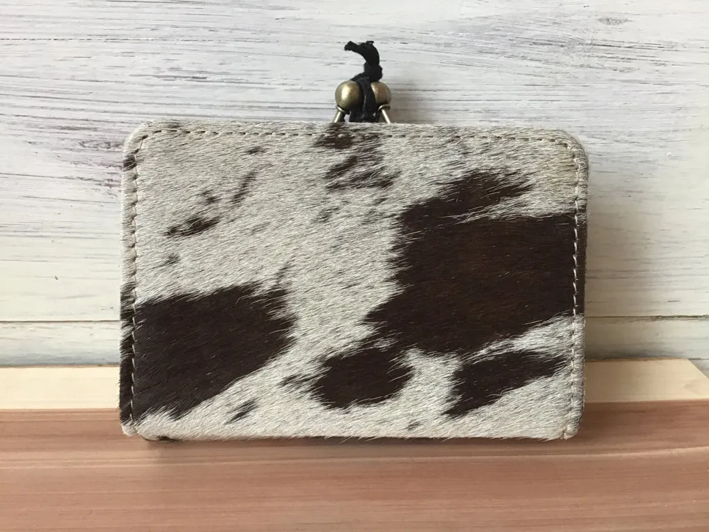 Myra Bag Black & White Hair On Kisslock Wallet