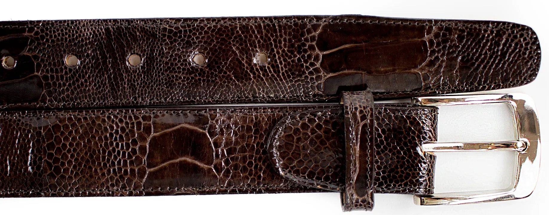 Ostrich Leg Belt- Chocolate Brown