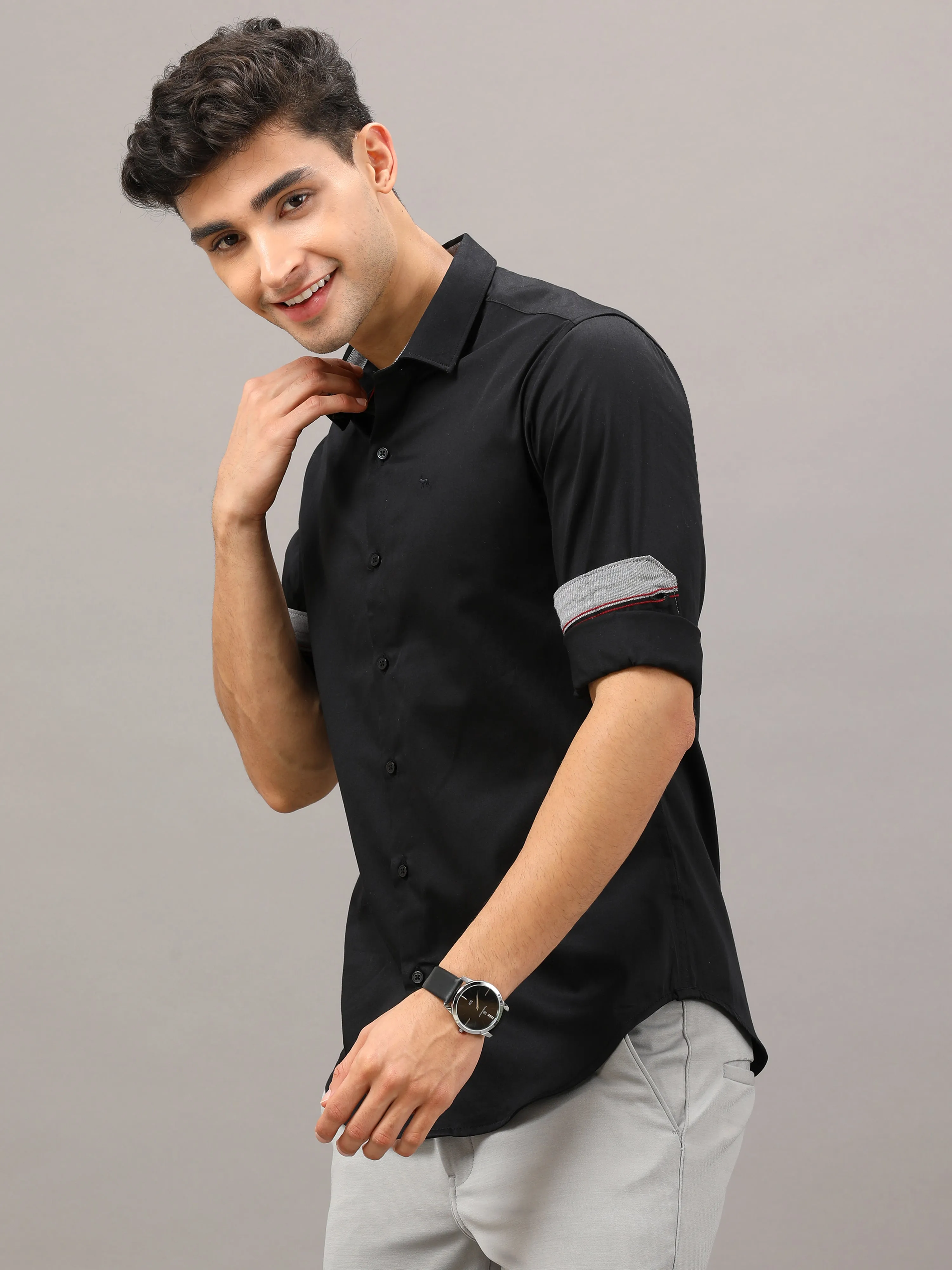 Plain Black Shirt Full Sleeve