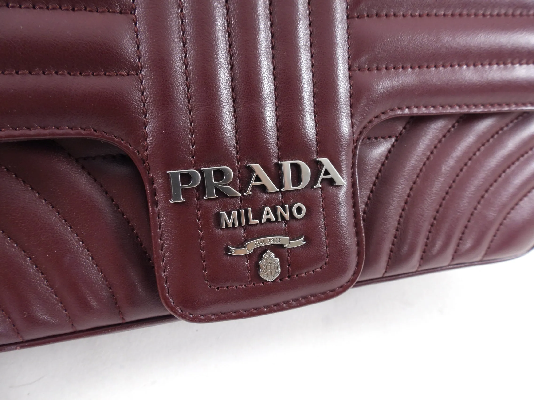 Prada Dark Bordeaux Quilted Large Diagramme Flap Bag