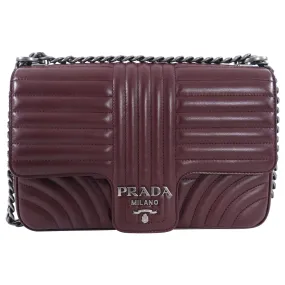 Prada Dark Bordeaux Quilted Large Diagramme Flap Bag