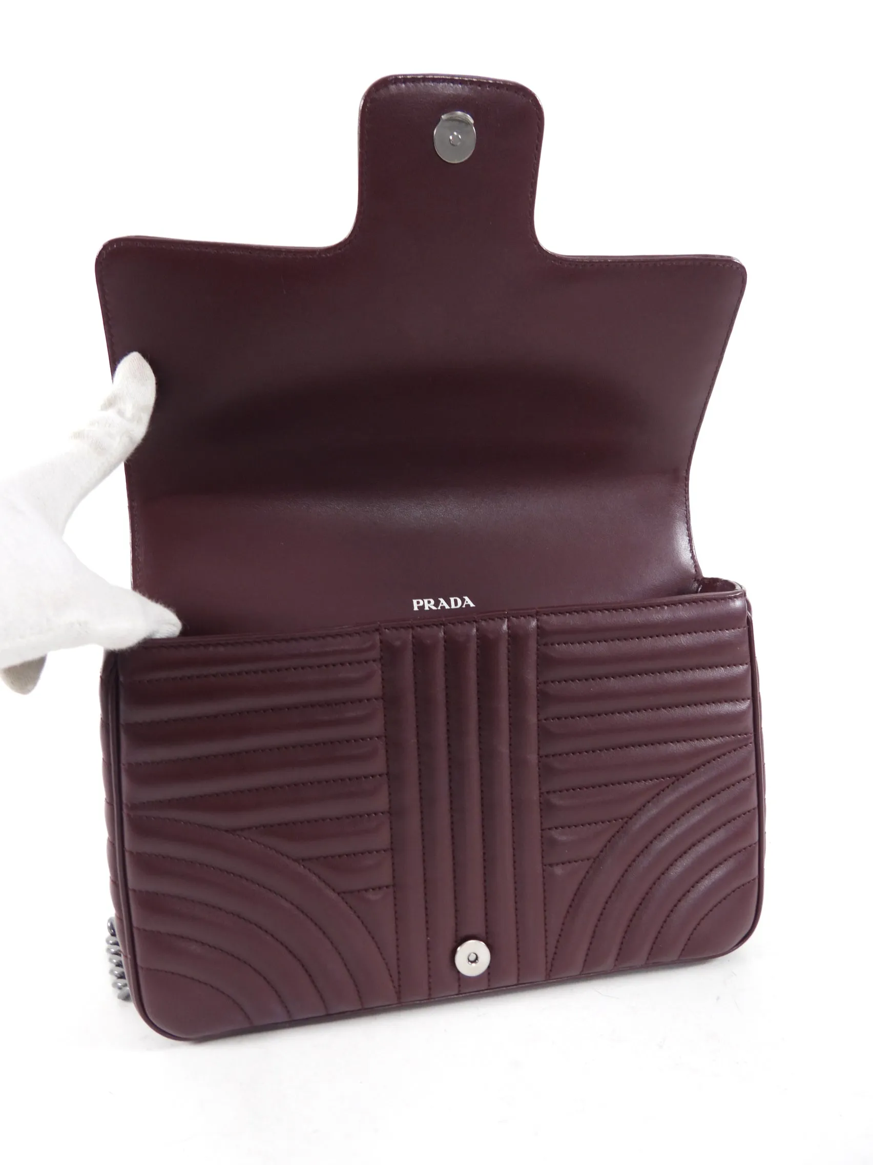 Prada Dark Bordeaux Quilted Large Diagramme Flap Bag