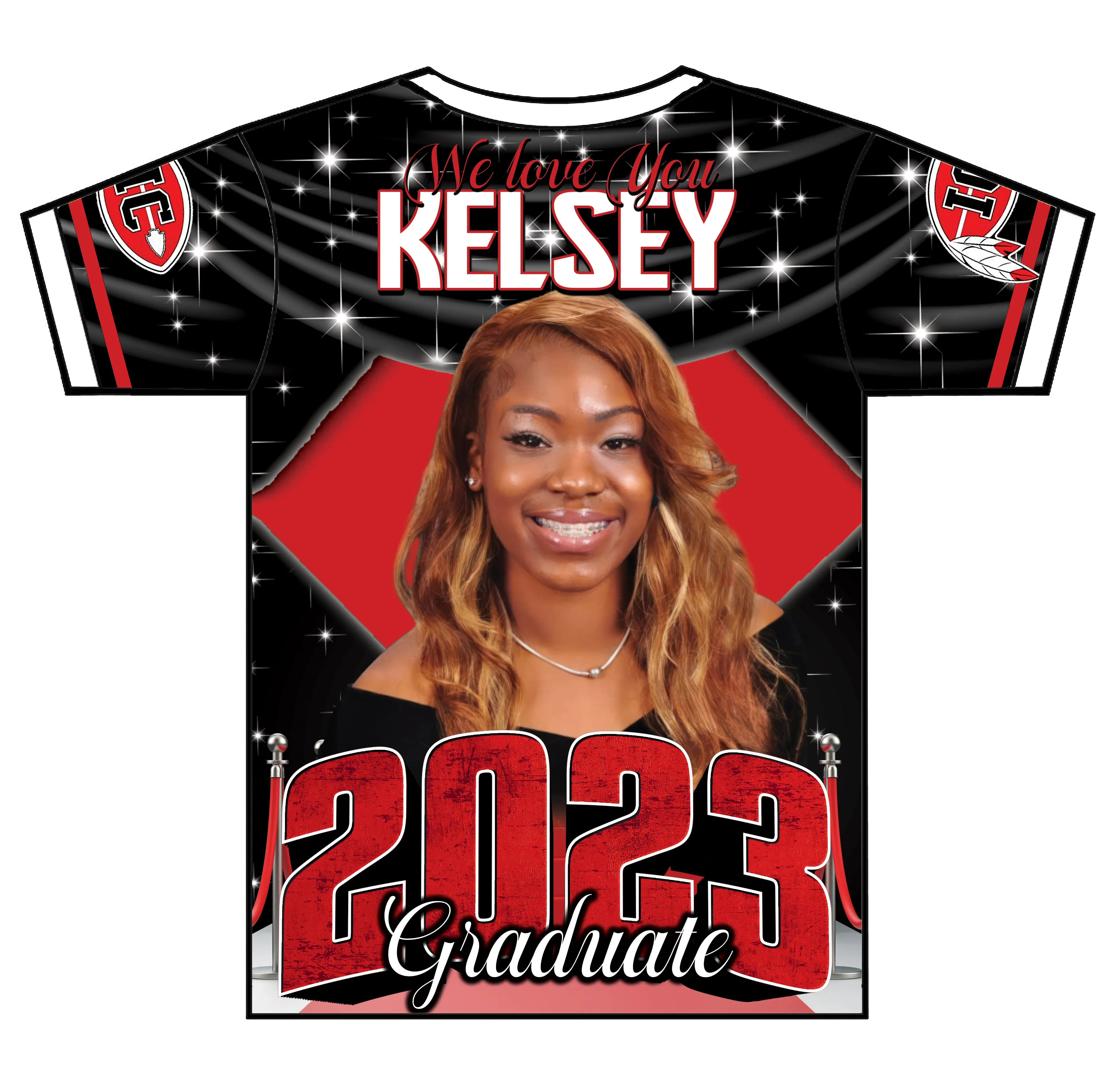 "Kelsey's Red Carpet" Custom Designed Graduation 3D shirt