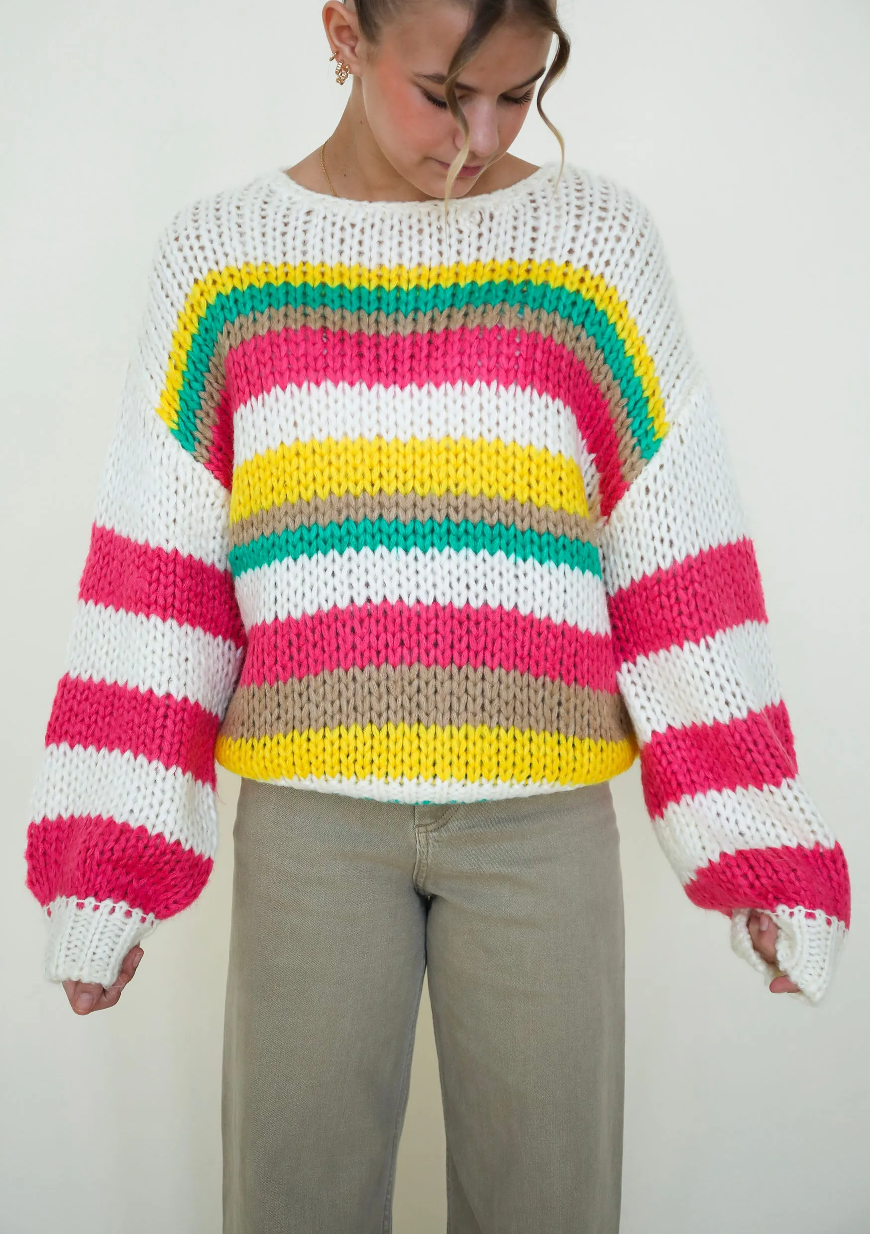 Rainbow Bright Sweater In White