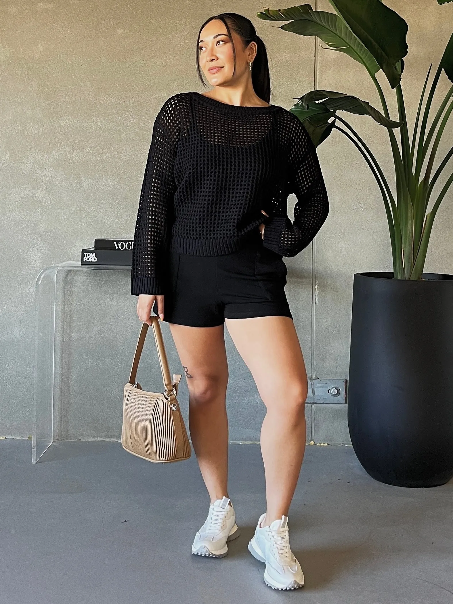 RD STYLE Brynn Boatneck Crochet Sweater