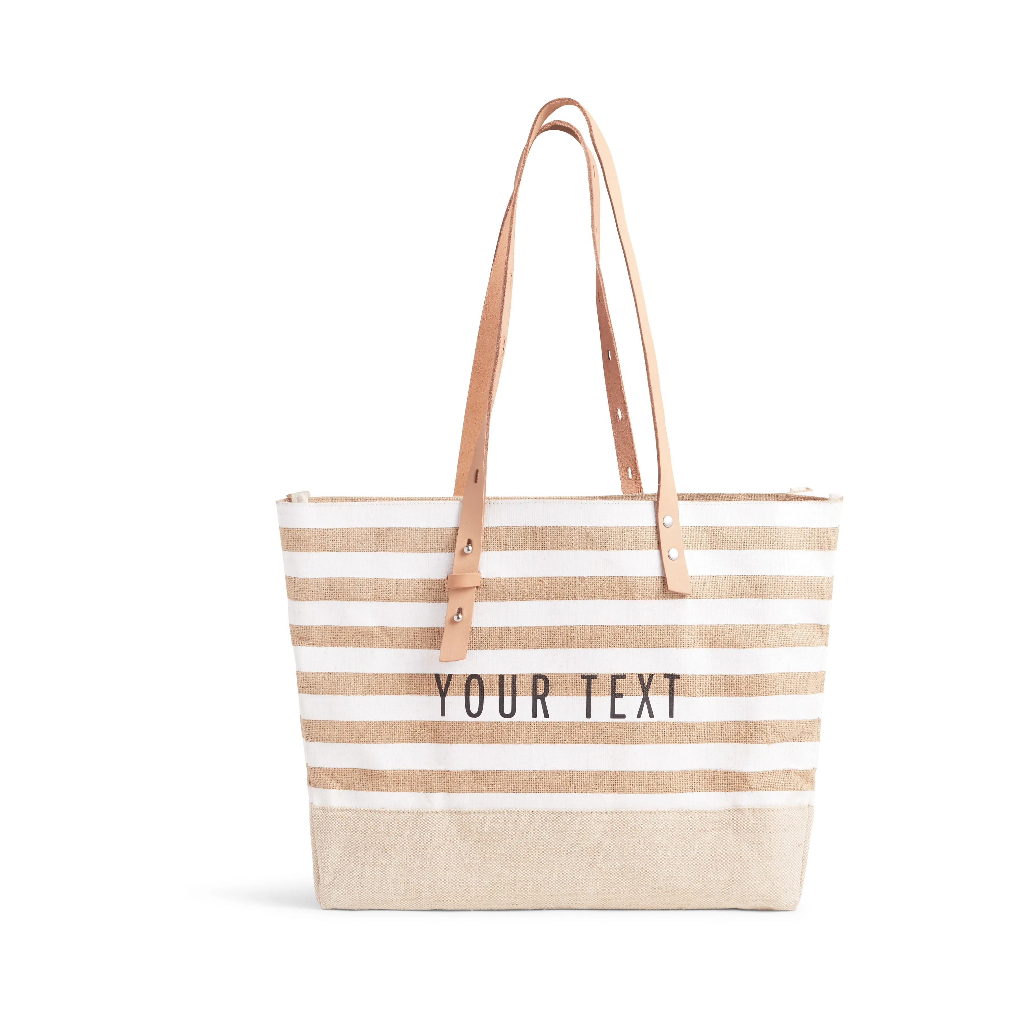 Shoulder Market Bag in White Stripe