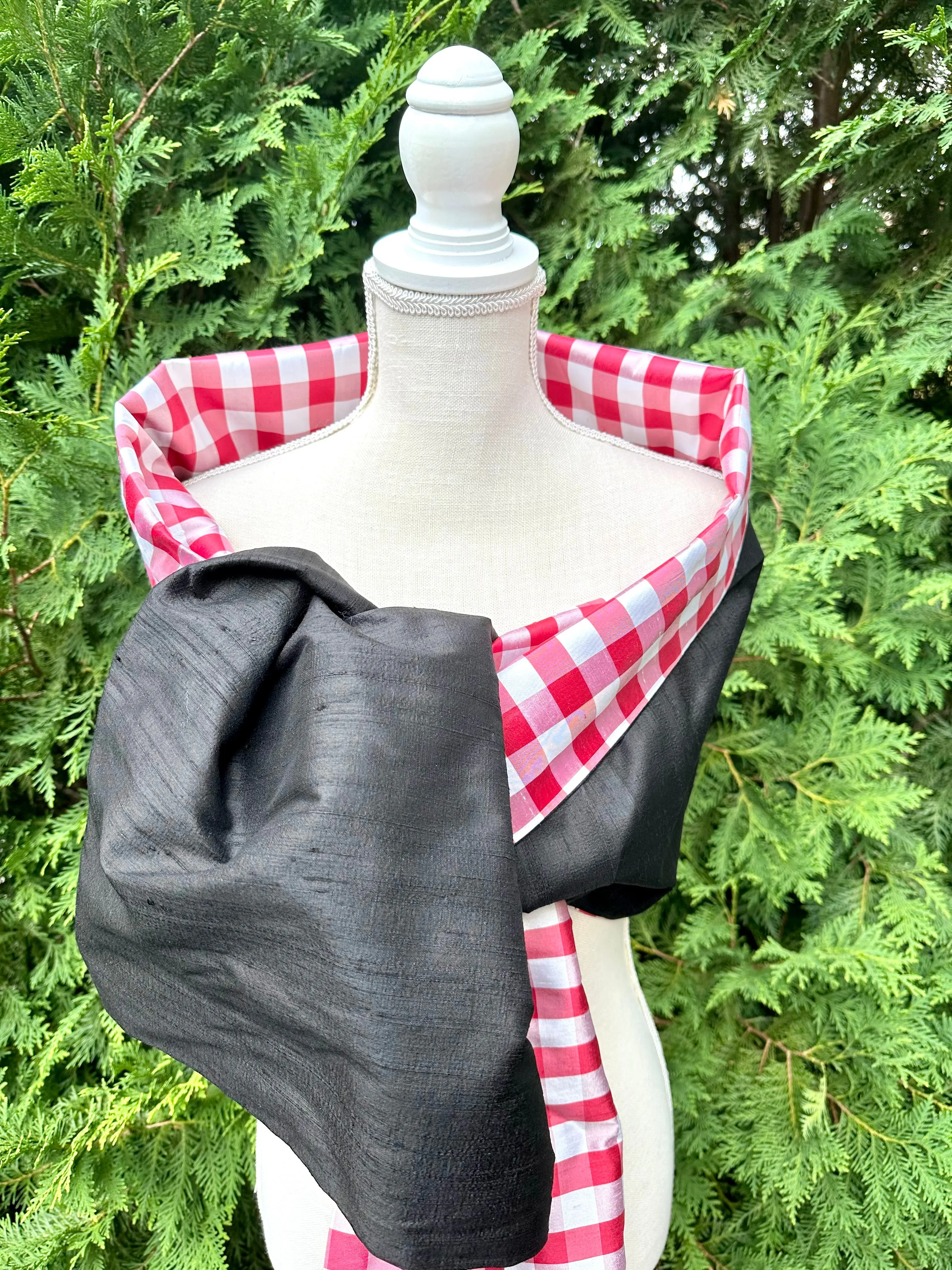 Silk Wrap in Black and Red Check (LW106)