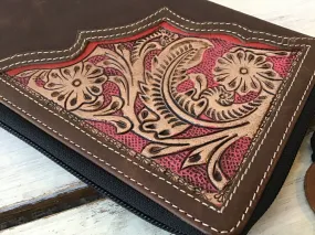 Tooled Zip Around Wallet Wristlet