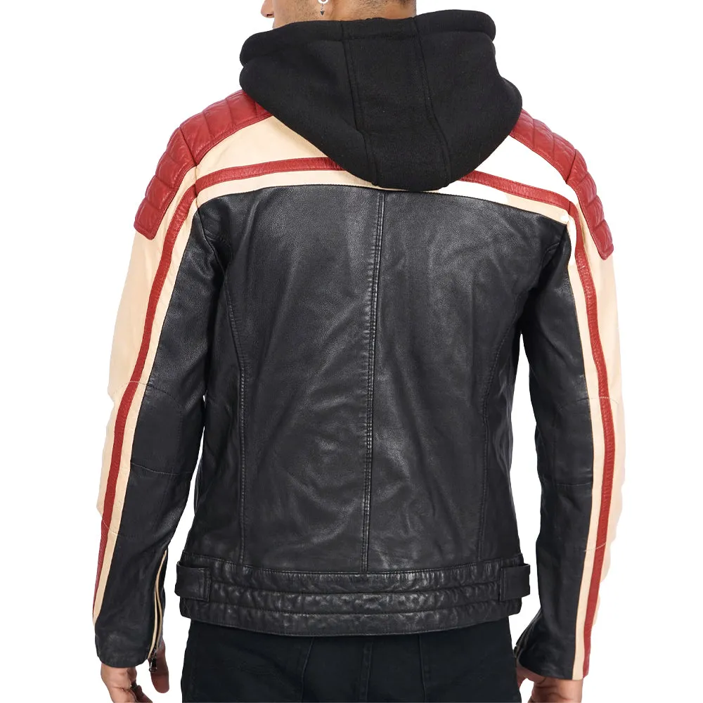 Top Damian Multi Colour Biker Leather Jacket