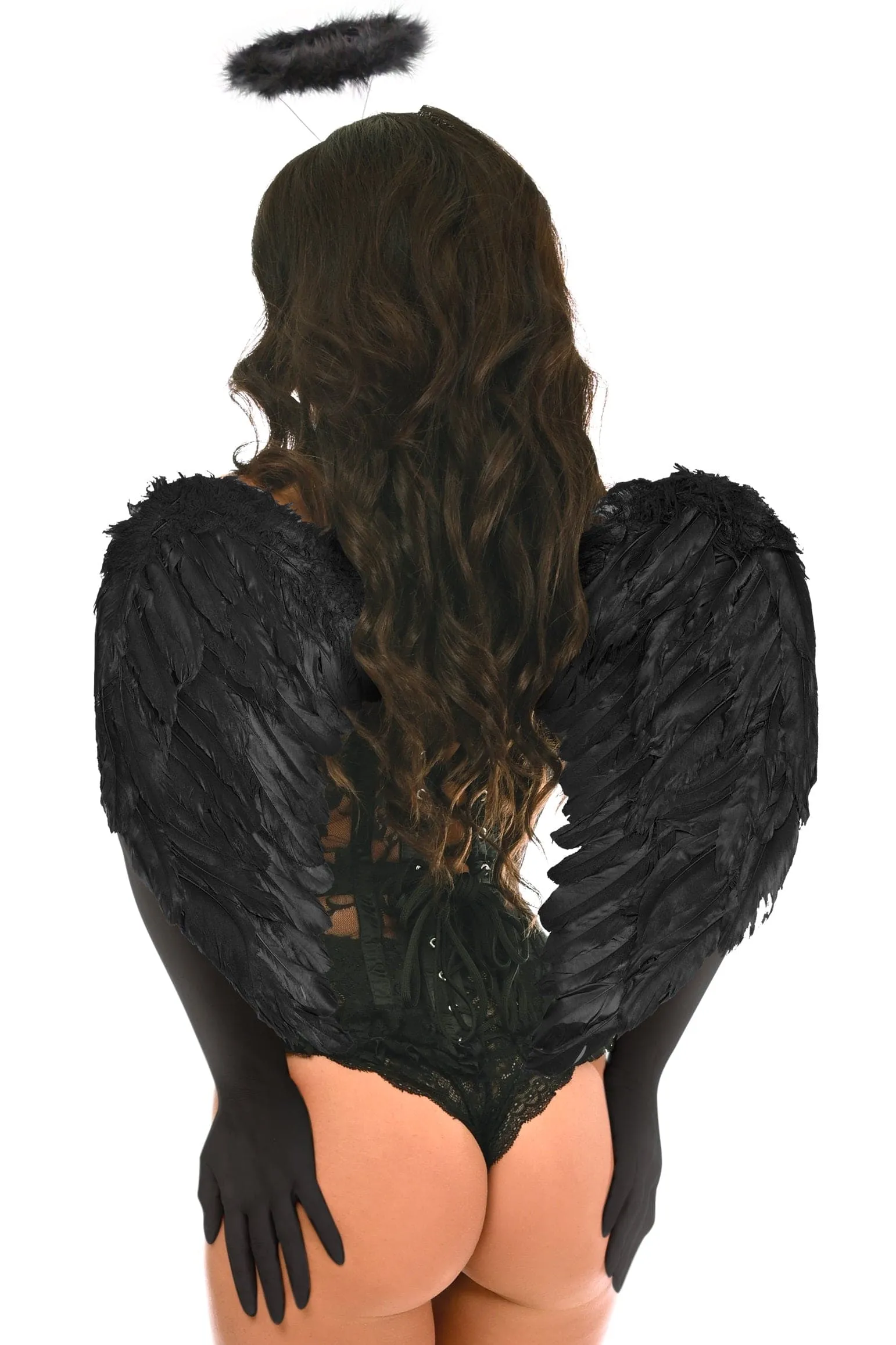 Top Drawer 4 PC Black Lace Dark Angel Corset Costume