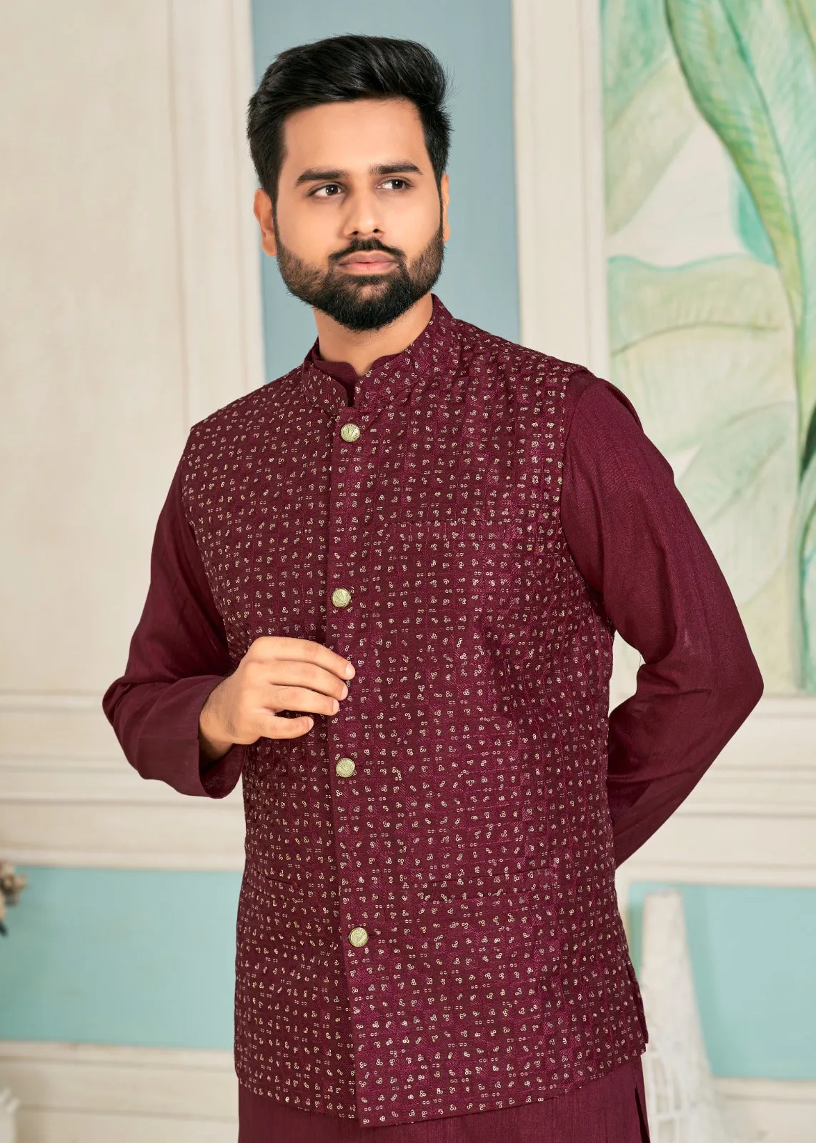 Traditional Mens Kurta Pant Jacket