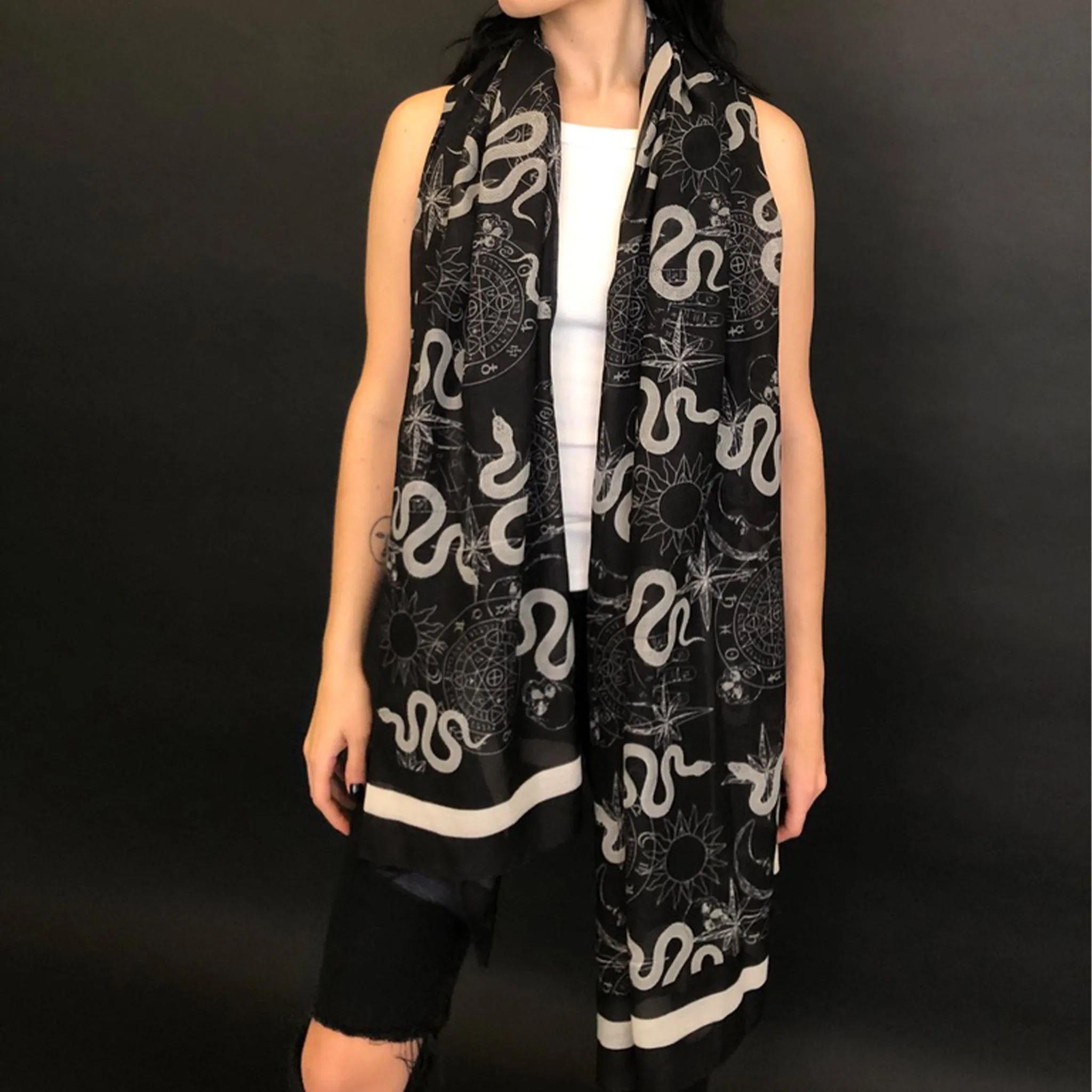 Witch Tattoo Printed Scarf